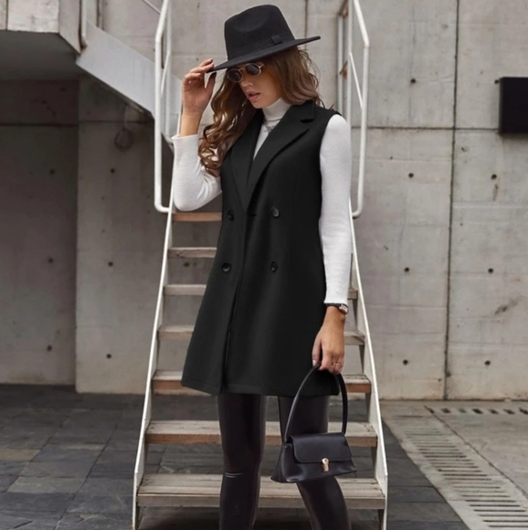 SHEIN Jackets & Blazers - Thick woolen lapel sleeveless coat. M fits (10-18). very pretty!